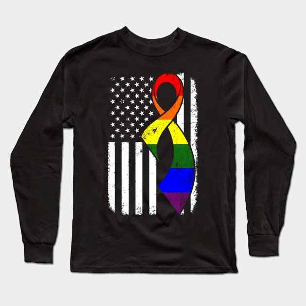 LGPT Pride American Flag Costume Gift Long Sleeve T-Shirt by Pretr=ty